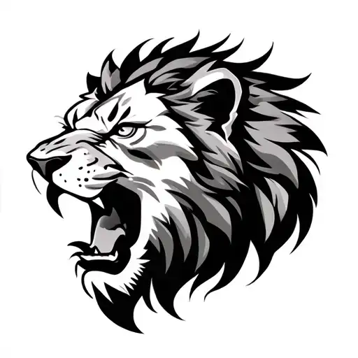 Roaring Lion Head Looking Left