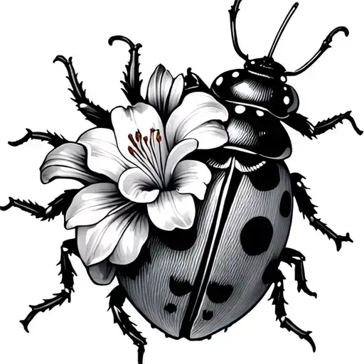 Crawling Lily Of The Valve And Ladybug