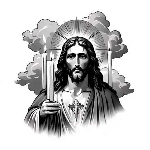 Jesus Christ Clouds And Candles