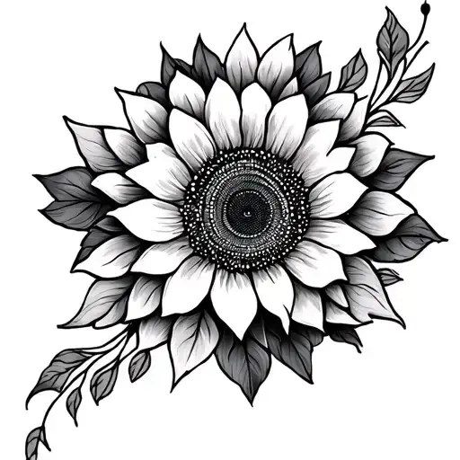 Mandala Half Sleeve With Sunflower And Dotwork