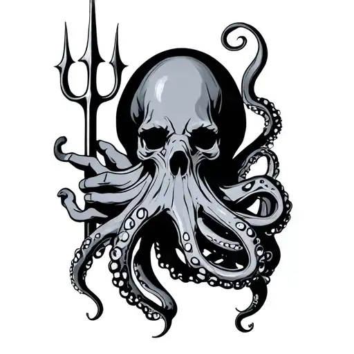 Trident And Octopus Wrapped Hand Holding
