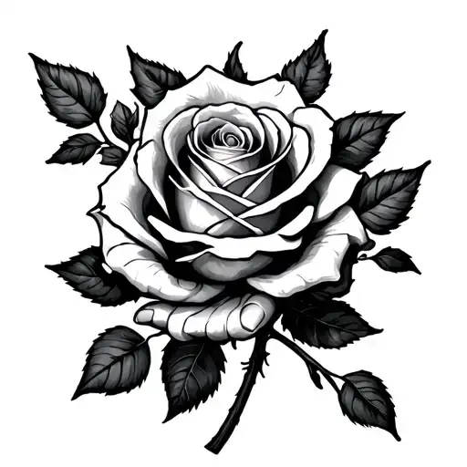 Rose On Hand Growing Up Around Arm Leading To Chest