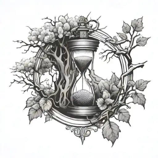 Tree Dead And Tree With Leaves In One Hourglass