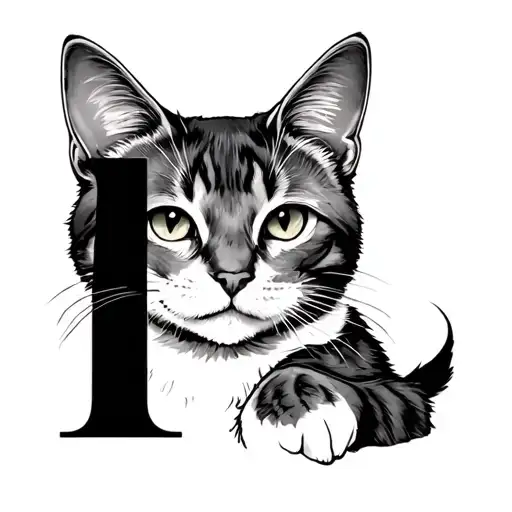 Line Cat With Letter P