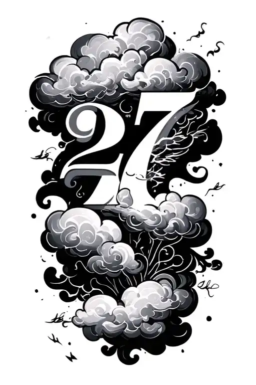 Let The Cloud Tattoo Write 27 In Black And White And Let It Be