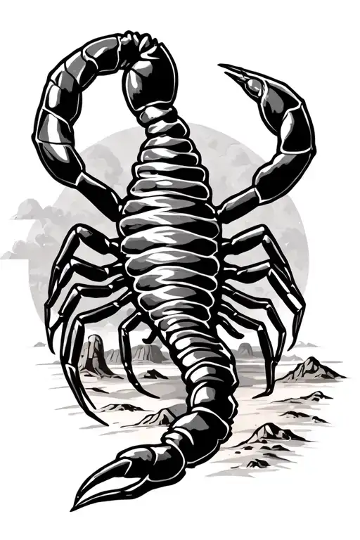 Scorpion In Desert Landscape Filled