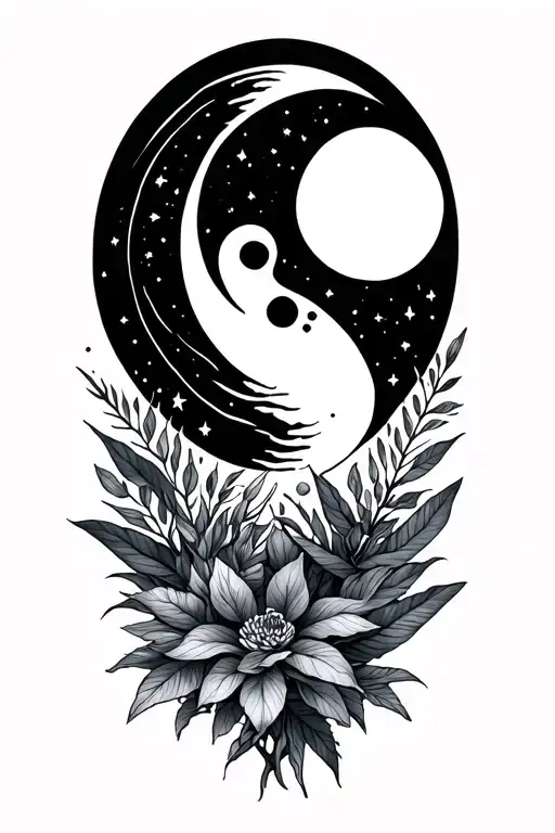 Moon Phase Design With Vibrant Plants