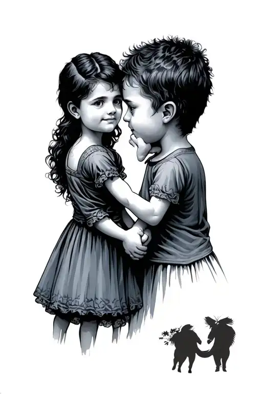 Two Brothers And A Sister Holding Hands