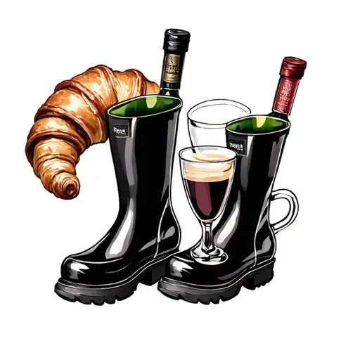 Wine Coffee Croissants Wellies
