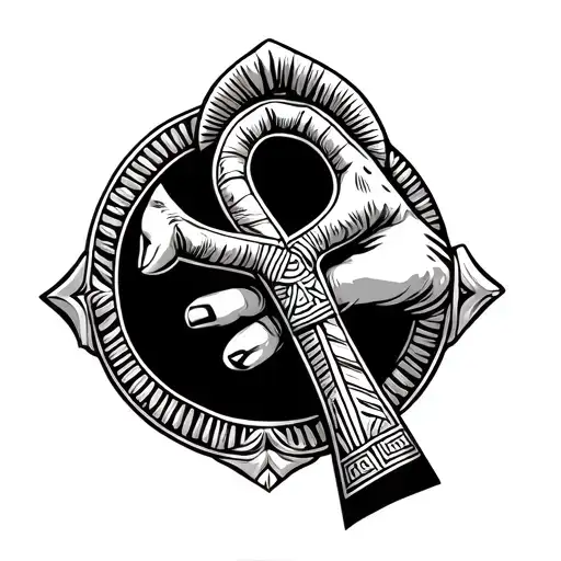 Hand Of Mummy Holding Ankh Symbol