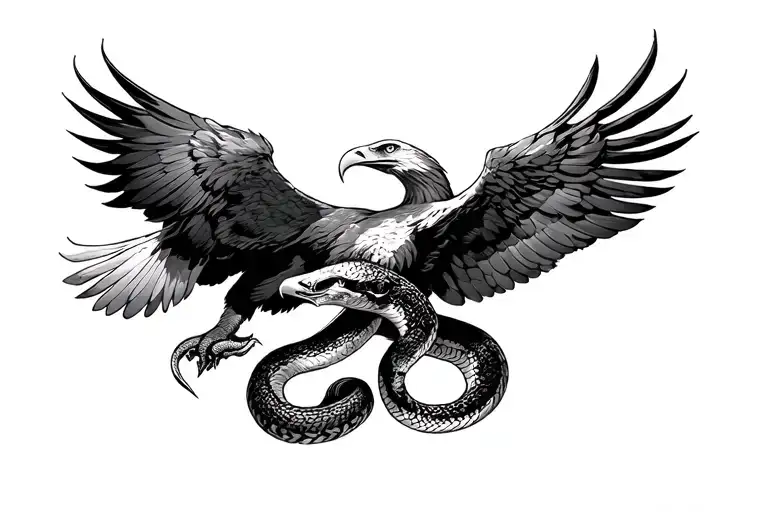 Eagle And Snake Attacking Each Other