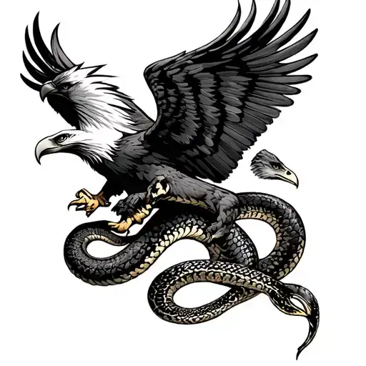 Eagle And Snake In Combat