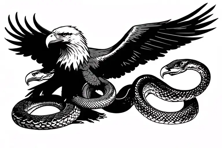 Eagle And Snake In Combat