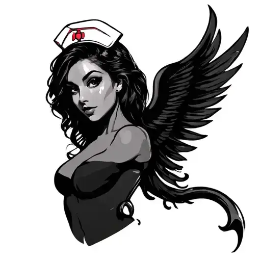 Sexy Black Nurse Symbolizing Healing