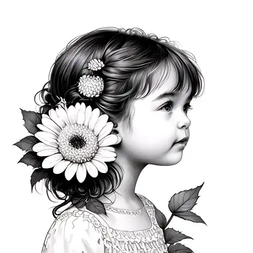 Little Girl With Chrysanthemum Flower