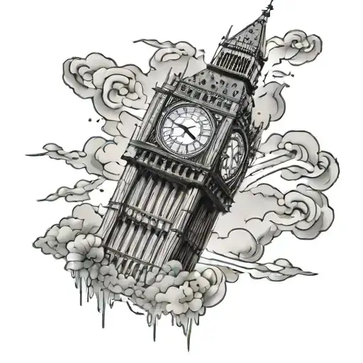 Big Ben Inside England Country Outline