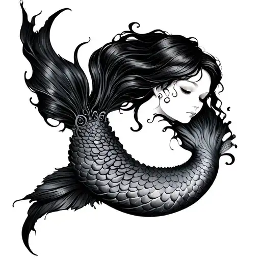Goth Siren Whispy Mermaid Tail