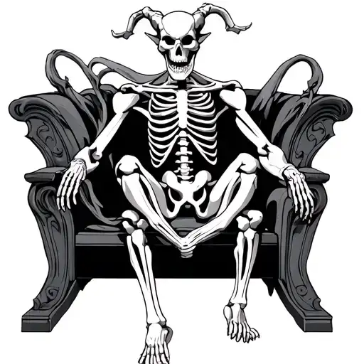 Demon On Throne Made Of Skeletons