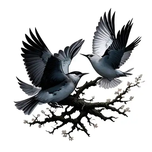 Birds Flying Away From A Tree