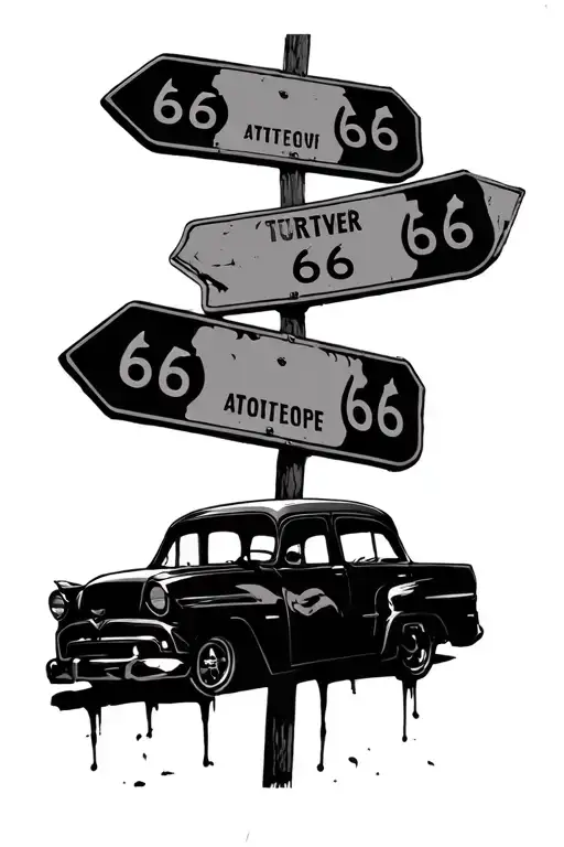 Cars Junkyard Old 66 Road Signs Skeletons Demons Darkness