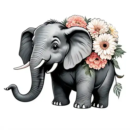 Dumbo Elephant With Chrysanthemum Bouquet