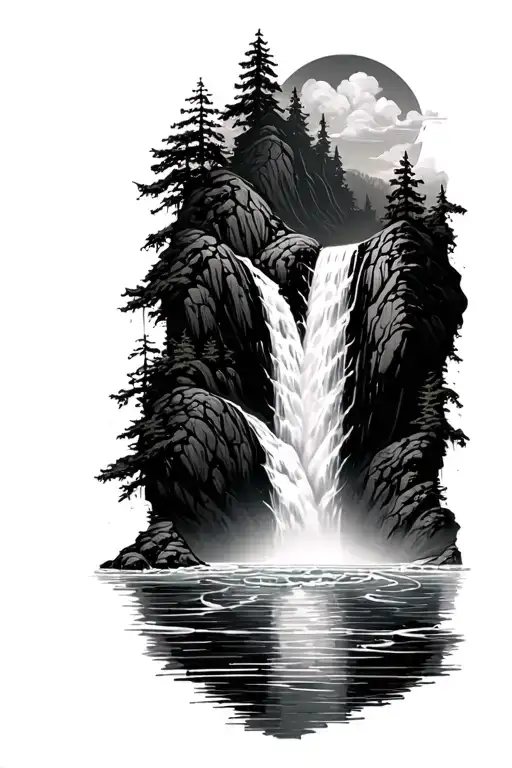 Black Waterfall Tattoo From A Name Written