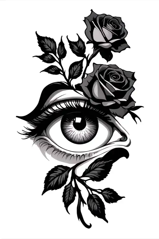 Woman Eye Symbol Integrated Roses