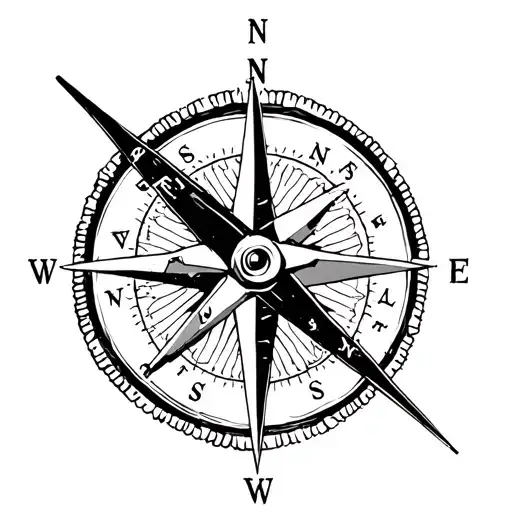 Airplane And Compass Rose Intertwined