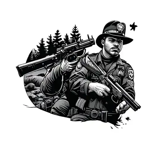 Police And Hunting Scene