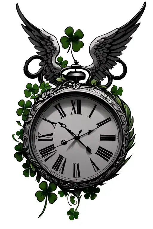 Clock With 222 Angel Number And 4-Leafclover