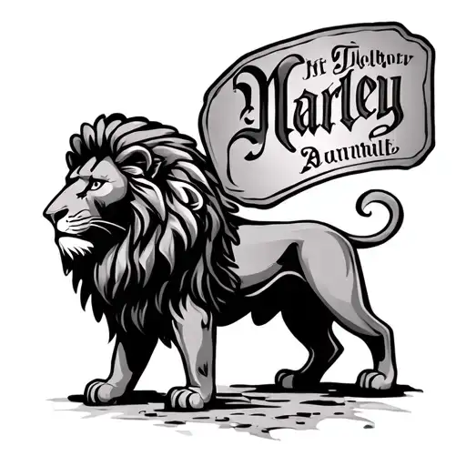 Lion With Name Marley In Old English