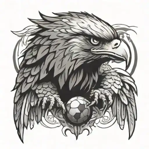 Football-themed Eagle Tattoo With A Fierce And Aggressive Look