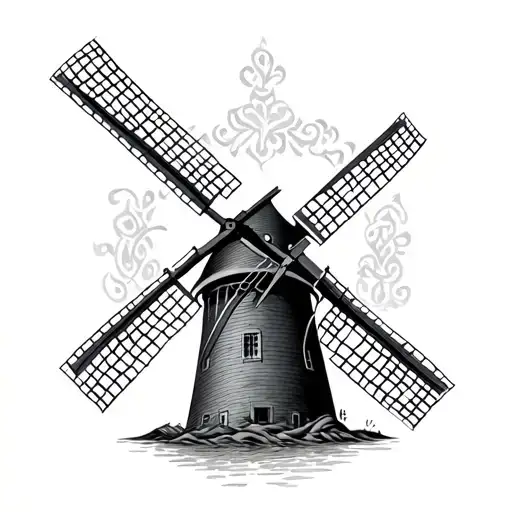 Dutch Windmill And Irish Tribal Symbols