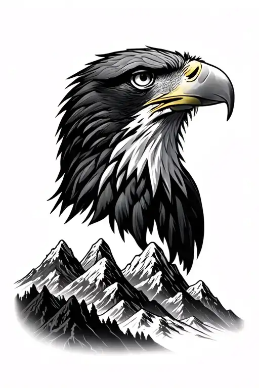 Eagle Head With Mountain Scenery
