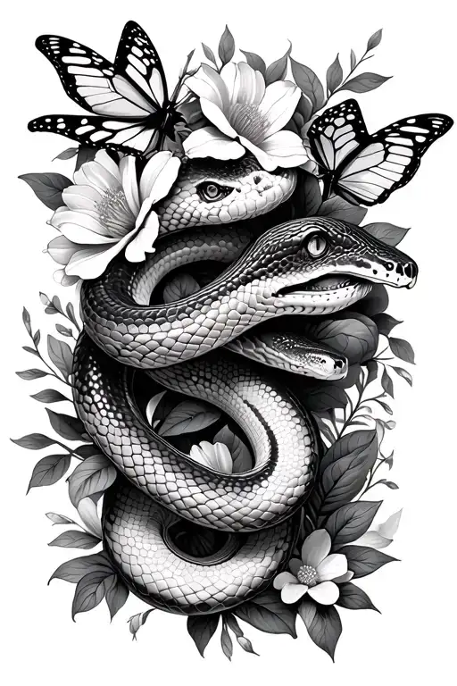 Snakes Flowers And Butterflies