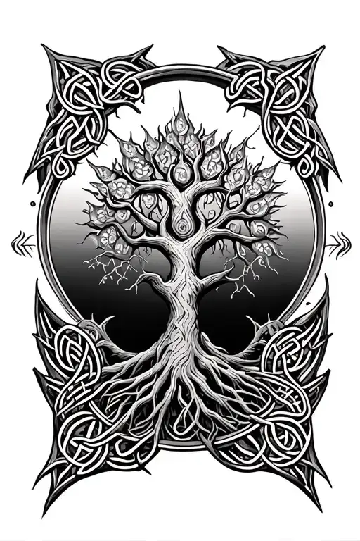 Celtic Tree Of Life Merging Together With A Mandala Design Incorporating