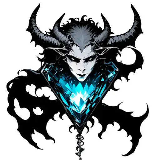 Beautiful Demon Trapped In A Blue Gem