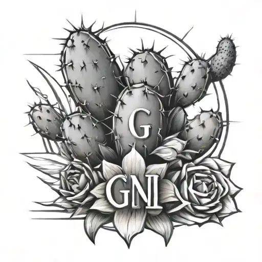 Incorporate A Cactus Wearing A Nurse's Uniform Into A Tattoo Design With The Initials Gnpa
