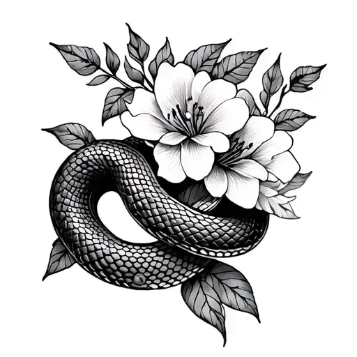 Snake And Flowers Intertwined