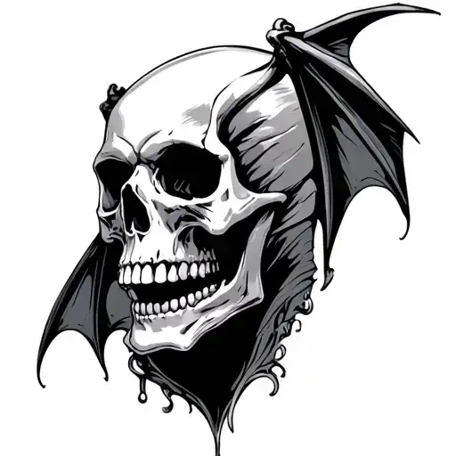 Skull With Bat Wings Made
