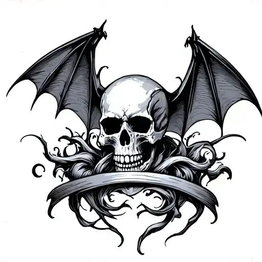 Skull With Bat Wings