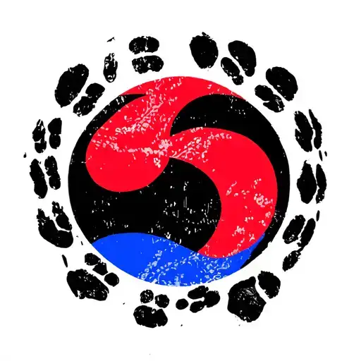 Rose Japan Flag Korea Flag Dogs Pawprint