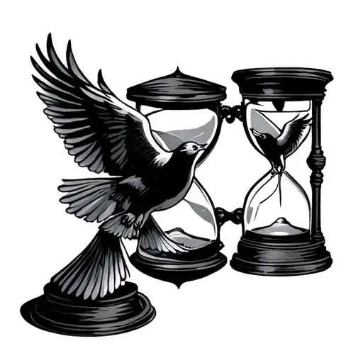 Hourglass With Doves Flying