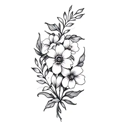 Small Fine Line Floral Tattoo With Meaning