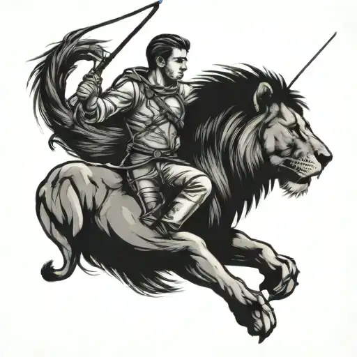 Archer With Bow On A Lion