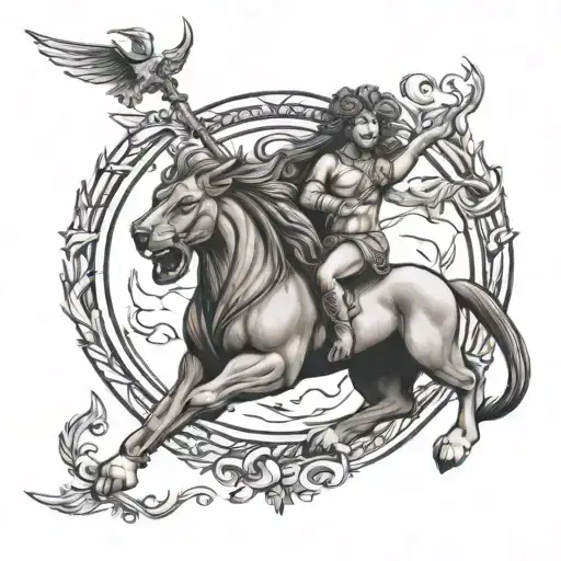 Sagittarius Riding Lion
