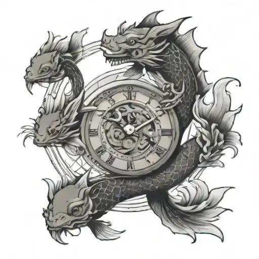 Birth Clock With Koi Fish And Dragon