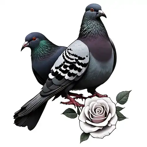 Rose Pigeons That Grip One After The Other