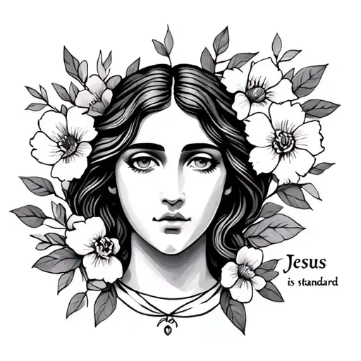 Feminine Tattoo With Flowers And The Saying Jesus Is The Standard No Face