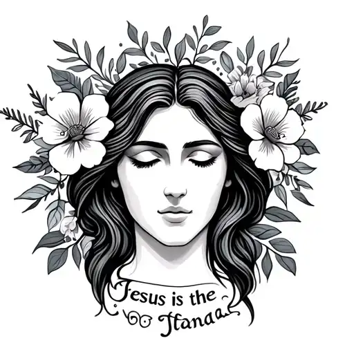 Feminine Tattoo With Flowers And The Saying Jesus Is The Standard No Face